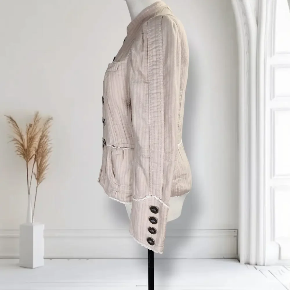 Marc Jacobs Blush Textured Jacket Eyelet Lace Trim Military Utility Size 8